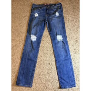 Neo Blue Jeans Men's Size 32 Distressed Medium‎ Blue Denim Striaght Leg Preppy